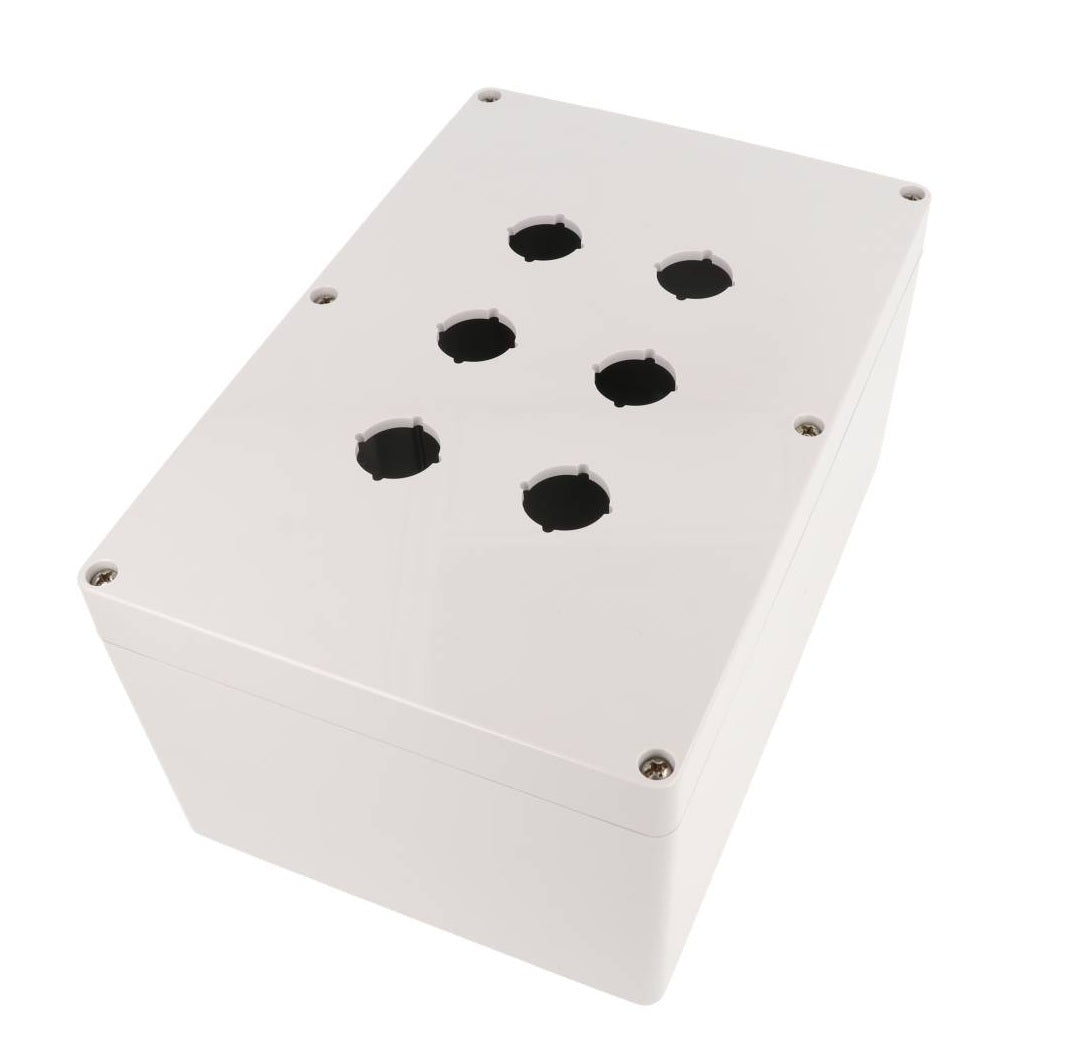 Hammond 1554MPB6B 4x Polycarbonate Pushbutton Enclosure, 6 Hole 22.5mm, 9.45" x 6.3" x 4.72"