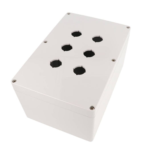 Hammond 1554MPB6B 4x Polycarbonate Pushbutton Enclosure, 6 Hole 22.5mm, 9.45" x 6.3" x 4.72"