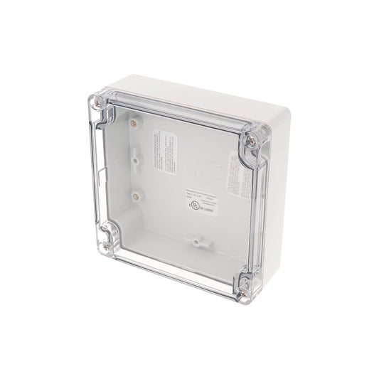 Hammond 1554NL2GYCL 1554 Series Type 4X/6P Watertight Enclosure, Screw Cover, Flat Lid, 120 x 120 x 45 mm, Polycarbonate/Clear Lid.
