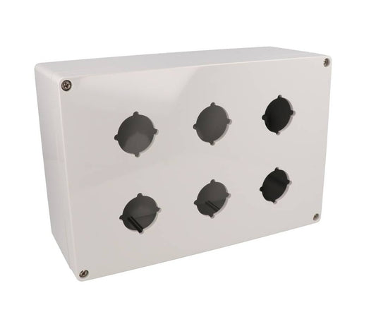 Hammond 1554PB6 4x Polycarbonate Pushbutton Enclosure, 6 Hole 30.5mm, 9.45" x 6.3" x 3.54"