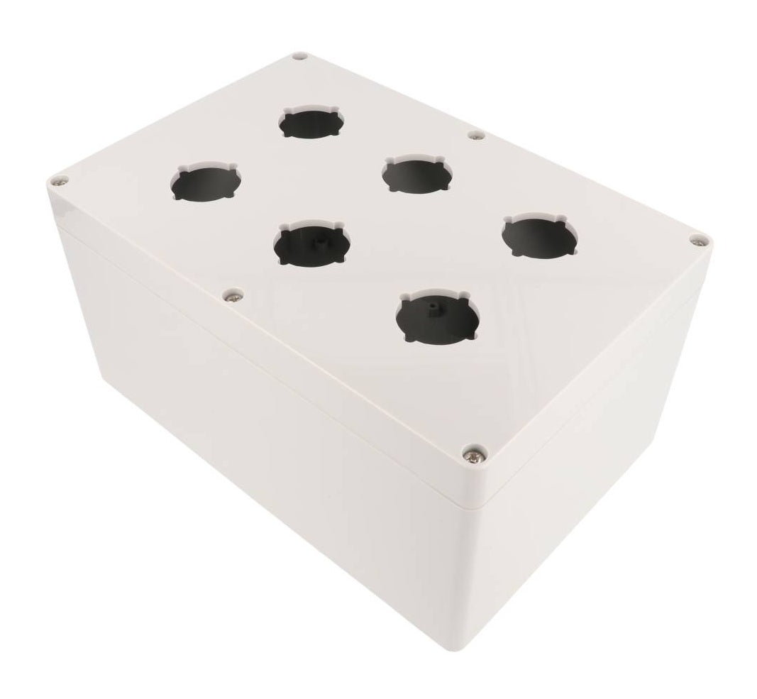 Hammond 1554PB6B 4x Polycarbonate Pushbutton Enclosure, 6 Hole 30.5mm, 9.45" x 6.3" x 4.72"