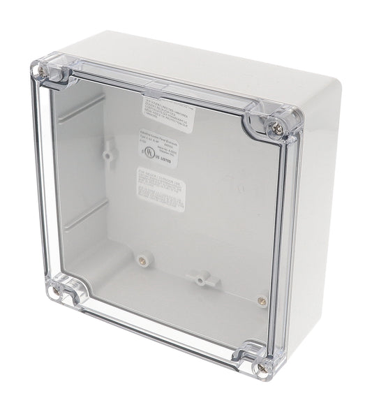 Hammond 1554Q2GYCL 1554 Series Type 4X/6P Watertight Enclosure, Screw Cover, Flat Lid, 140 x 140 x 60 mm, Polycarbonate/Clear Lid.