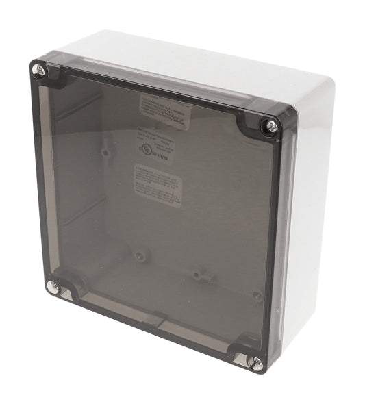 Hammond 1554Q2GYSL 1554 Series Type 4X/6P Watertight Enclosure, Screw Cover, Flat Lid, 140 x 140 x 60 mm, Polycarbonate/Smoked Lid.