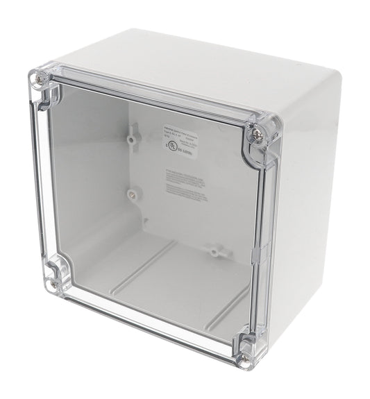 Hammond 1554QA2GYCL 1554 Series Type 4X/6P Watertight Enclosure, Screw Cover, Flat Lid, 140 x 140 x 90 mm, Polycarbonate/Clear Lid.