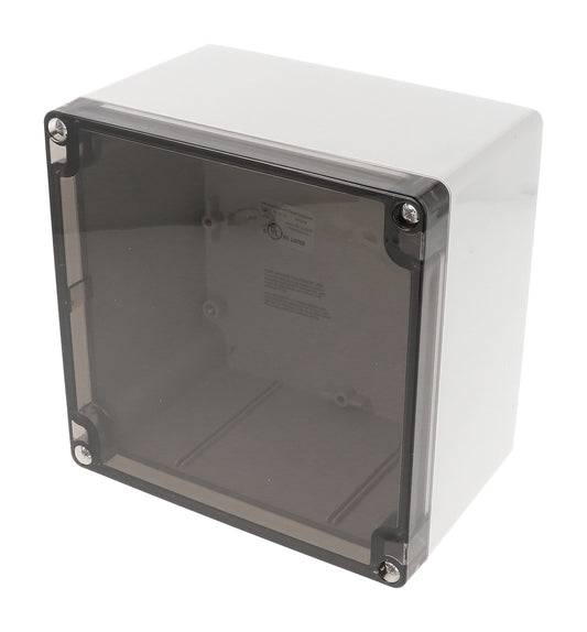 Hammond 1554QA2GYSL 1554 Series Type 4X/6P Watertight Enclosure, Screw Cover, Flat Lid, 140 x 140 x 90 mm, Polycarbonate/Smoked Lid.