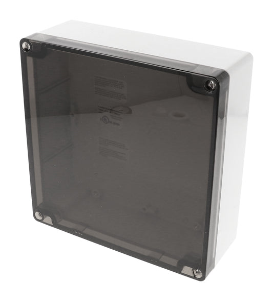 Hammond 1554R2GYSL 1554 Series Type 4X/6P Watertight Enclosure, Screw Cover, Flat Lid, 160 x 160 x 61 mm, Polycarbonate/Smoked Lid.