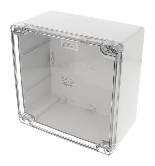 Hammond 1554S2GYCL 1554 Series Type 4X/6P Watertight Enclosure, Screw Cover, Flat Lid, 160 x 160 x 91 mm, Polycarbonate/Clear Lid.