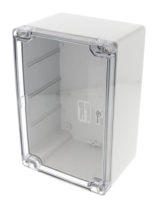 Hammond 1554T2GYCL 1554 Series Type 4X/6P Watertight Enclosure, Screw Cover, Flat Lid, 180 x 120 x 91 mm, Polycarbonate/Clear Lid.