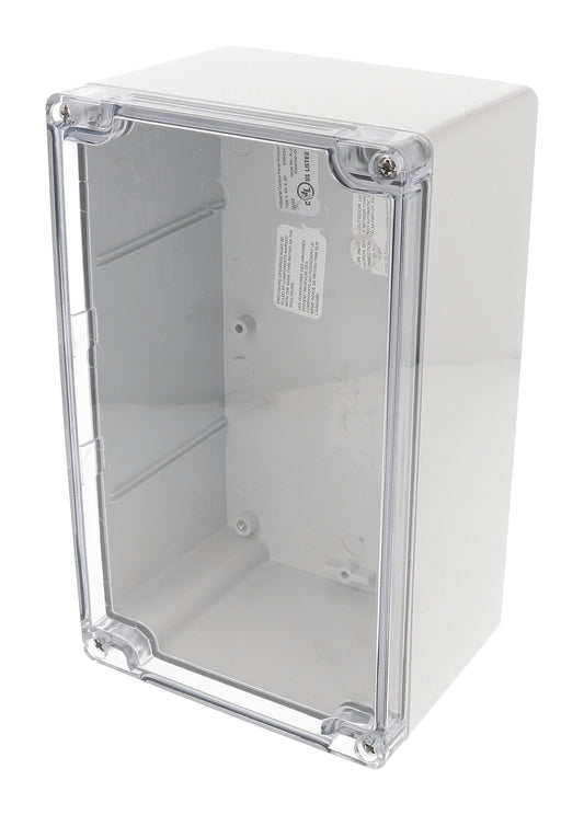 Hammond 1554U2GYCL 1554 Series Type 4X/6P Watertight Enclosure, Screw Cover, Flat Lid, 200 x 120 x 91 mm, Polycarbonate/Clear Lid.