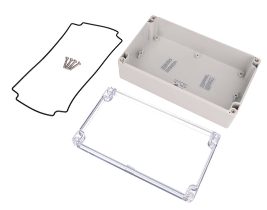 Hammond 1554UA2GYCL 1554 Series Type 4X/6P Watertight Enclosure, Screw Cover, Flat Lid, 200 x 120 x 60 mm, Polycarbonate/Clear Lid.