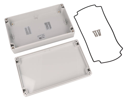 Hammond 1554UL2GY 1554 Series Type 4X/6P Watertight Enclosure, Screw Cover, Flat Lid, 200 x 120 x 45 mm, Polycarbonate/Gray Lid.