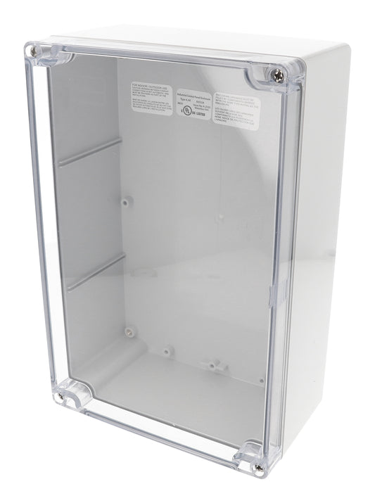 Hammond 1554V2GYCL Gray Polycarb Plastic Watertight Enclosure Clear Lid (RAL7035 Gray) 9.4" x 6.3" x 3.5"