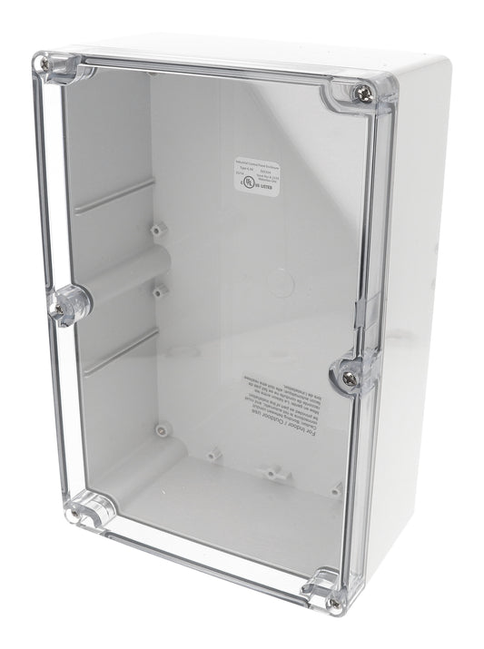 Hammond 1554VA2GYCL 1554 Series Type 4X/6P Watertight Enclosure, Screw Cover, Flat Lid, 240 x 160 x 90 mm, Polycarbonate/Clear Lid.