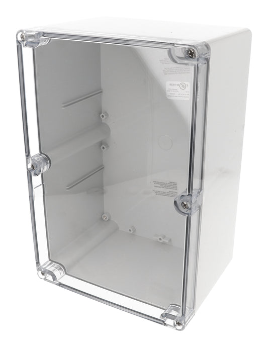 Hammond 1554VB2GYCL 1554 Series Type 4X/6P Watertight Enclosure, Screw Cover, Flat Lid, 240 x 160 x 120 mm, Polycarbonate/Clear Lid.