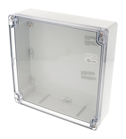 Hammond 1554W2GYCL 1554 Series Type 4X/6P Watertight Enclosure, Screw Cover, Flat Lid, 180 x 180 x 60 mm, Polycarbonate/Clear Lid.