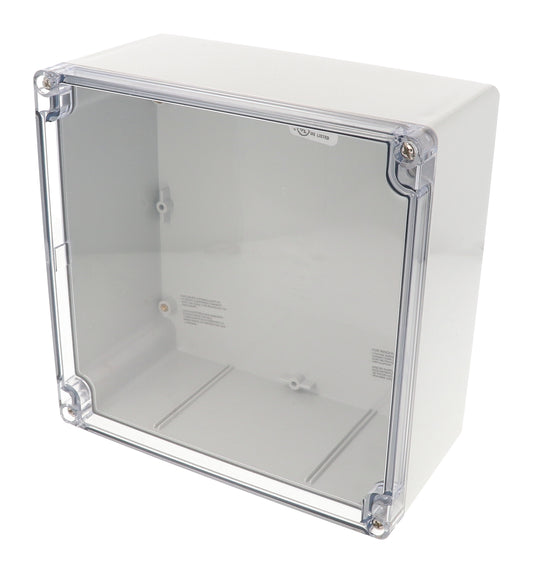 Hammond 1554WA2GYCL 1554 Series Type 4X/6P Watertight Enclosure, Screw Cover, Flat Lid, 180 x 180 x 90 mm, Polycarbonate/Clear Lid.