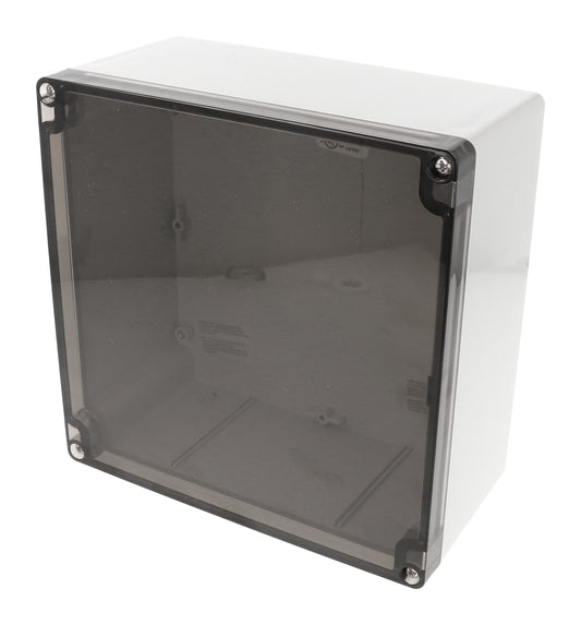 Hammond 1554WA2GYSL 1554 Series Type 4X/6P Watertight Enclosure, Screw Cover, Flat Lid, 180 x 180 x 90 mm, Polycarbonate/Smoked Lid.