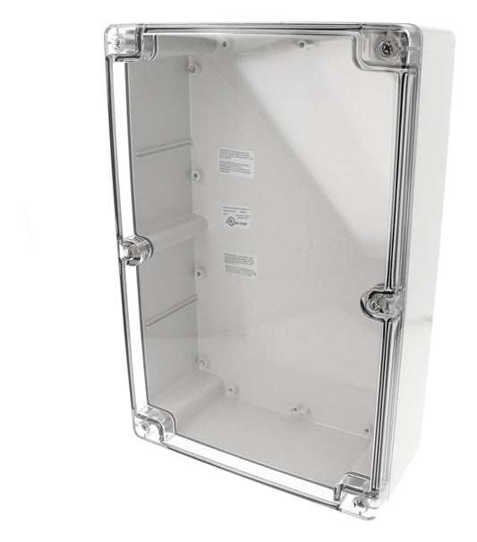 Hammond 1554X2GYCL 1554 Series Type 4X/6P Watertight Enclosure, Screw Cover, Flat Lid, 300 x 200 x 90 mm, Polycarbonate/Clear Lid.