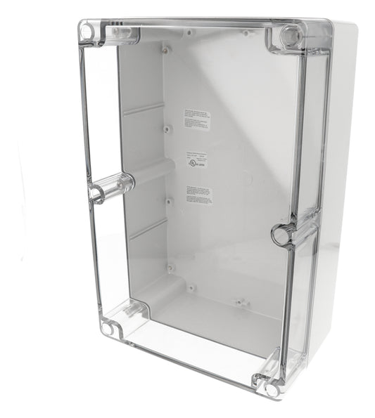 Hammond 1554XA2GYCL 1554 Series Type 4X/6P Watertight Enclosure, Screw Cover, Flat Lid, 300 x 200 x 120 mm, Polycarbonate/Clear Lid.