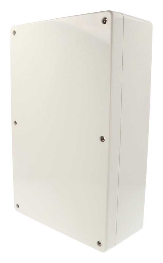Hammond 1554XGY 1554 Series IP66 Watertight Enclosure, Screw Cover, Flat Lid, 300 x 200 x 90 mm, ABS Plastic/Gray Lid.