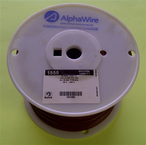 Alpha 18AWG Stranded Brown Hookup Wire 1555-1000BRN (1000 Feet)