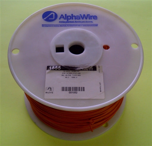 Alpha 18AWG Stranded Orange Hookup Wire 1555-1000ORG (1000 Feet)