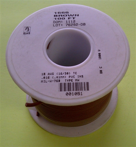 Alpha 18AWG Stranded Brown Hookup Wire 1555-100BRN (100 Feet)