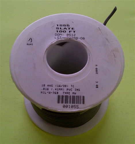 Alpha 18AWG Stranded Gray Hookup Wire 1555-100GRY (100 Feet)