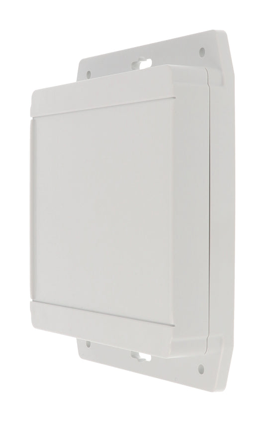 Hammond 1555Q2F17GY 1555F Series Type 4X/6P Flanged Polycarbonate Enclosure, Gasketed Lid, 141 x 140 x 37 mm, Light Gray.