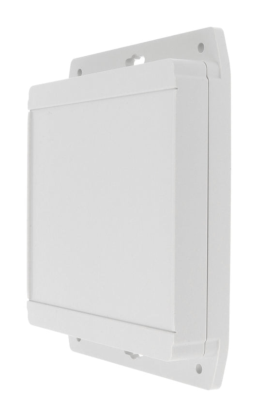 Hammond 1555R2F17GY 1555F Series Type 4X/6P Flanged Polycarbonate Enclosure, Gasketed Lid, 160 x 160 x 38 mm, Light Gray.