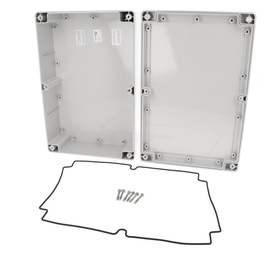 Hammond 1555X2GY 1555 Series Type 4X/6P Polycarbonate Enclosure, Styled Lid, 300 x 200 x 90 mm, Light Gray.