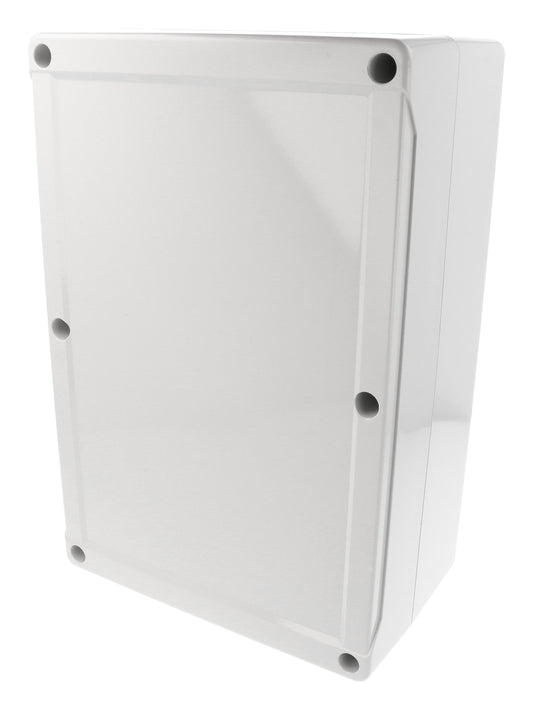 Hammond 1555XAGY 1555 Series IP66 ABS Plastic Enclosure, Styled Lid, 300 x 200 x 120 mm, Light Gray.