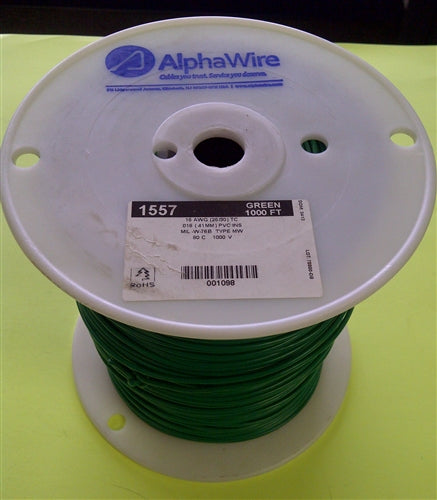 Alpha 16AWG Stranded Green Hookup Wire 1557-1000GRN (1000 Feet)