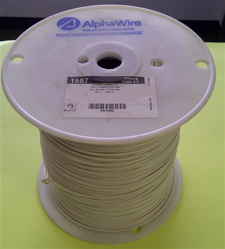Alpha 16AWG Stranded White Hookup Wire 1557-1000WHT (1000 Feet)