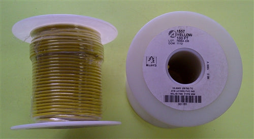 Alpha 16AWG Stranded Yellow Hookup Wire 1557-100YEL (100 Feet)