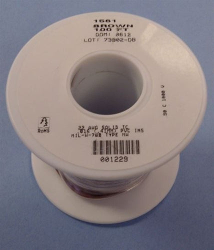 Alpha 22AWG Solid Brown Hookup Wire 1561-100BRN (100 Feet)
