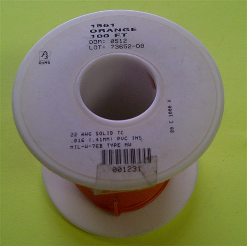 Alpha 22AWG Solid Orange Hookup Wire 1561-100ORG (100 Feet)
