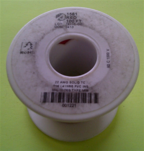 Alpha 22AWG Solid Red Hookup Wire 1561-100RED (100 Feet)