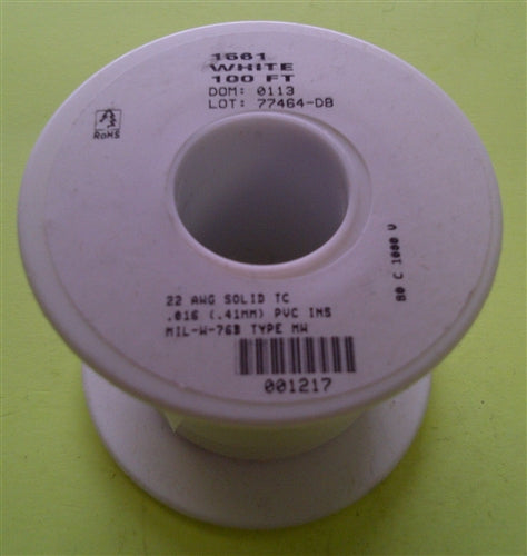 Alpha 22AWG Solid White Hookup Wire 1561-100WHT (100 Feet)