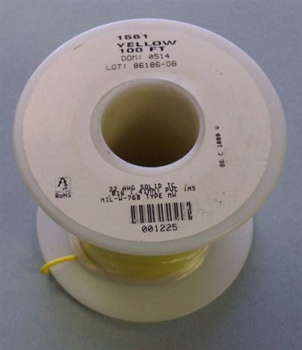 Alpha 22AWG Solid Yellow Hookup Wire 1561-100YEL (100 Feet)