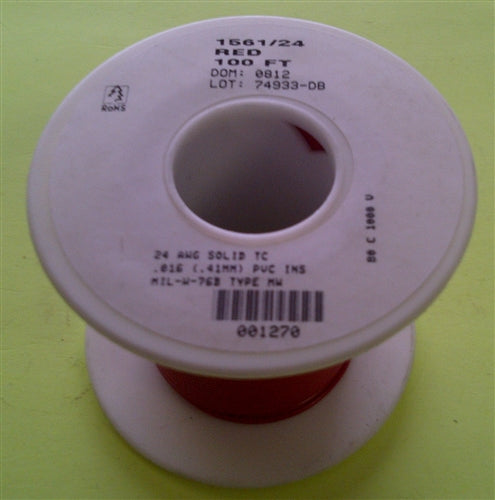 Alpha 24AWG Solid Red Hookup Wire 1561/24-100RED (100 Feet)