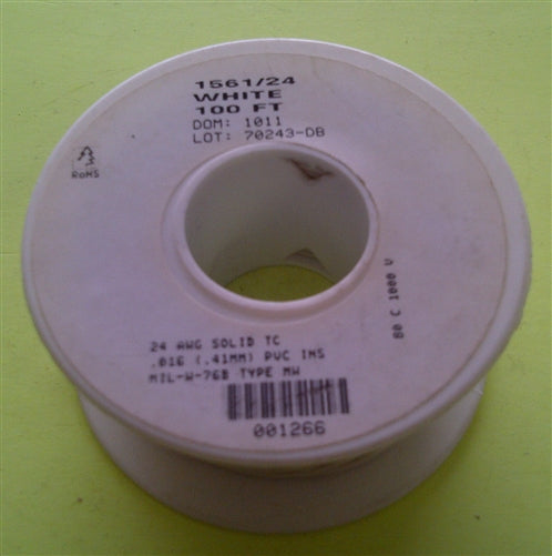 Alpha 24AWG Solid White Hookup Wire 1561/24-100WHT (100 Feet)