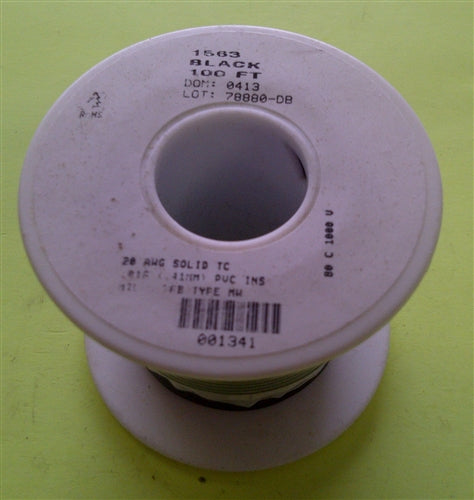Alpha 20AWG Solid Black Hookup Wire 1563-100BLK (100 Feet)
