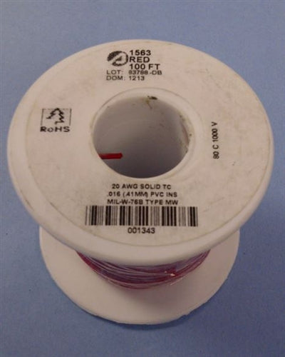 Alpha 20AWG Solid Red Hookup Wire 1563-100RED (100 Feet)