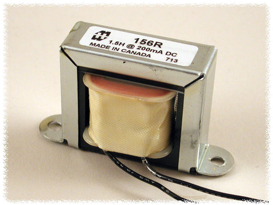 Hammond 156R DC Reactor, Filter Choke, Open Channel Mount, Inductance 1.5H, DC Current 200 mA.