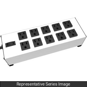 Hammond 1580T10B1 10-Outlet Power Bar 15 Amps, Pilot Light, 15' Cord, Straight Plug