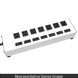 Hammond 1580H7B1X Power Bar 7-Outlets, 7 Switches, 15' Cord, Straight Plug