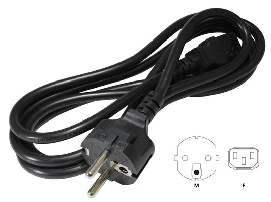 Hammond 1581C6EU 1581C6 Series Power Cord, European Schuko Plug to IEC 320-C13, 10A, 250VAC, 72" SVT 18/3 Cord.