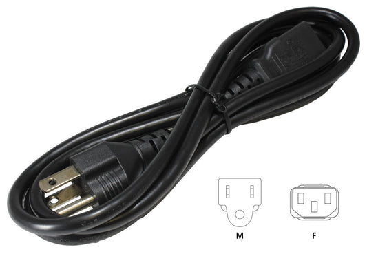 Hammond 1581C6NA 1581C6 Series Power Cord, NEMA 5-15P to IEC 320-C13, 10A, 125VAC, 72" SVT 18/3 Cord.
