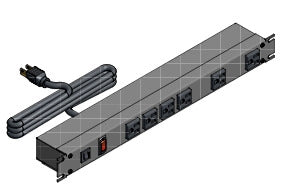 Hammond 1582H6A1 Power Bar 6 Outlet 19" Rackmount 6' Cord, Front Mounted Receptacles, Gray